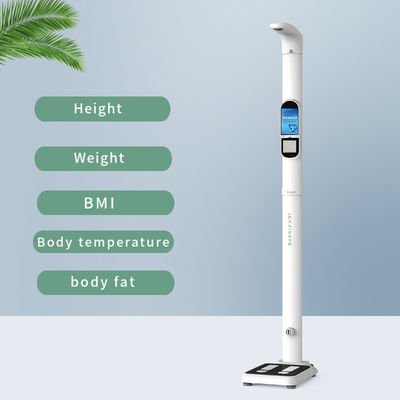 Échelle médicale avec une plage de mesure de la hauteur de 0 à 200 cm et une analyse facultative de la graisse corporelle