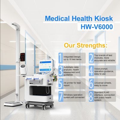 Kiosque de santé en libre-service équipé d'une échelle de poids et de hauteur corporelle BIM et d'un écran tactile