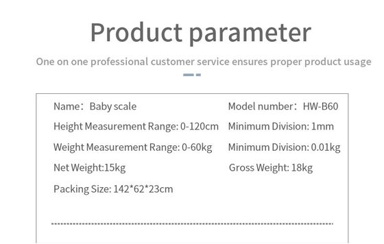 Balance de poids pour bébé de 120 cm G.W. de 18 kg Balance avancée de poids et de hauteur pour bébé