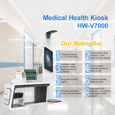 Hôpital intelligent tout en un Kiosque de contrôle de santé Écran LCD HD Transmission de données 4G