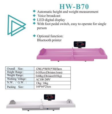 HW-B60 Balance pour bébé avec alimentation en hauteur Balance de poids pour nourrissons et taille d'emballage 142*62*23 cm