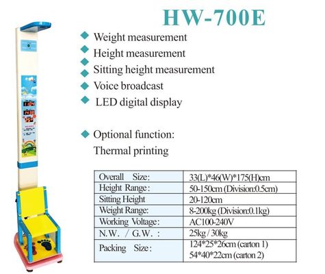 Voltage de travail AC100-240V Balance électronique pour l'évaluation de la santé pédiatrique