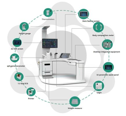 Convient pour le contrôle de la santé du corps de la glycémie ECG Kiosque machine avec imprimante laser A4