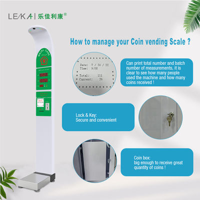 Smart AC100-240V Fonctionnement de la pièce de monnaie Hauteur Poids Balance du corps Vente avec impression G.W 47kg