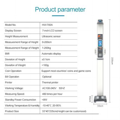 Balance numérique de précision pour l'analyse de l'IMC et de la composition corporelle Affichage LCD 220V/50Hz